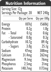 nutrition label